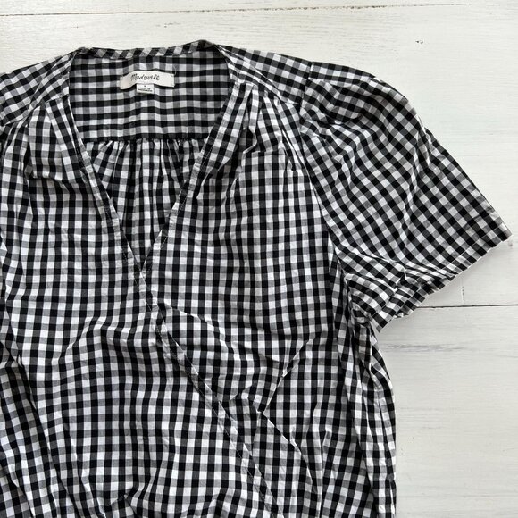 Madewell Short-Sleeve Wrap Top in Gingham Check S - Picture 5 of 13